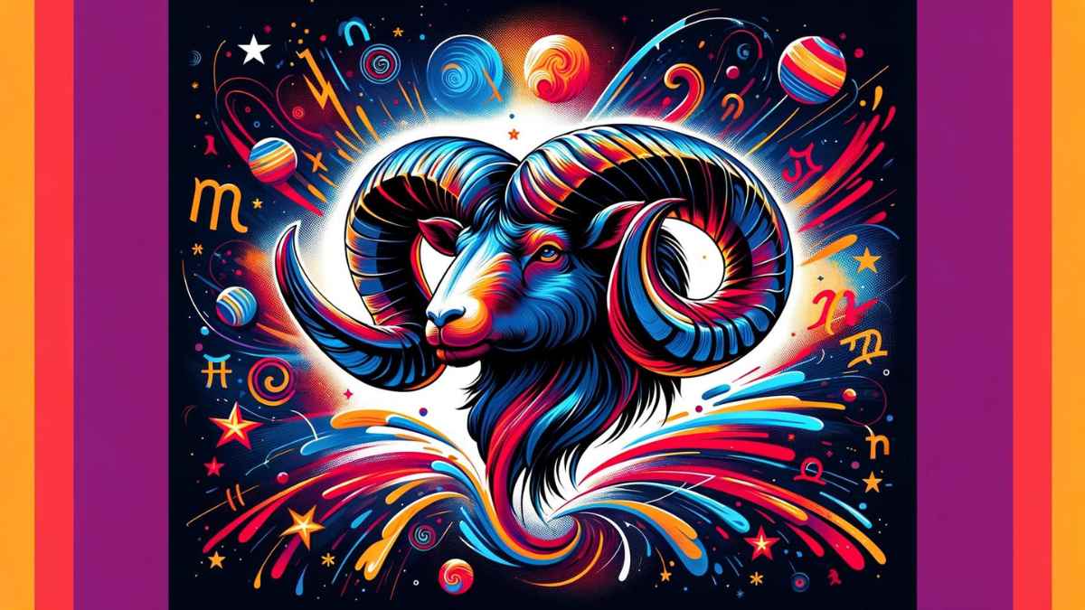 Artistic representation of the Aries zodiac symbol the Ram