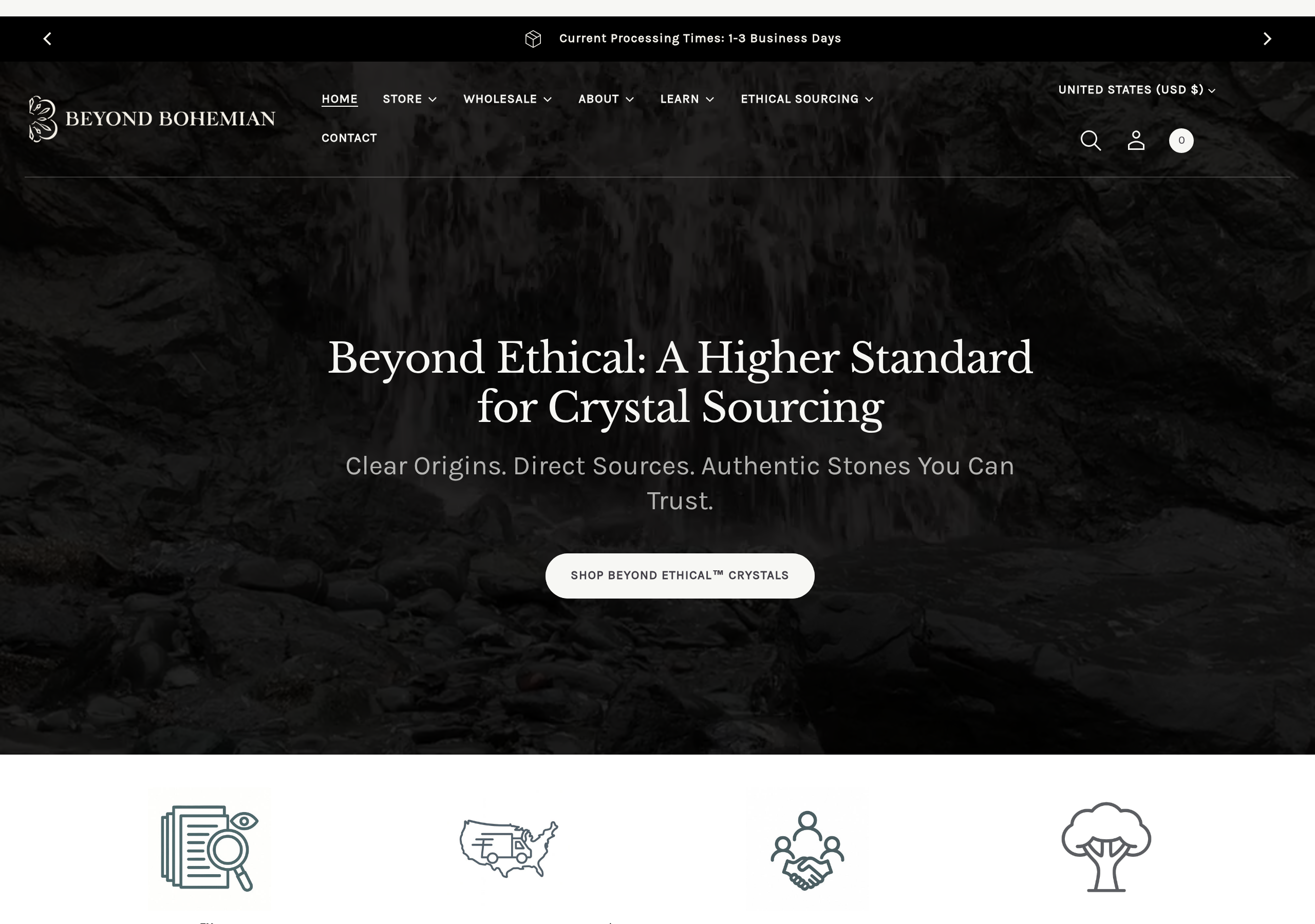 Beyond Bohemian homepage — family-run ethical crystal shop