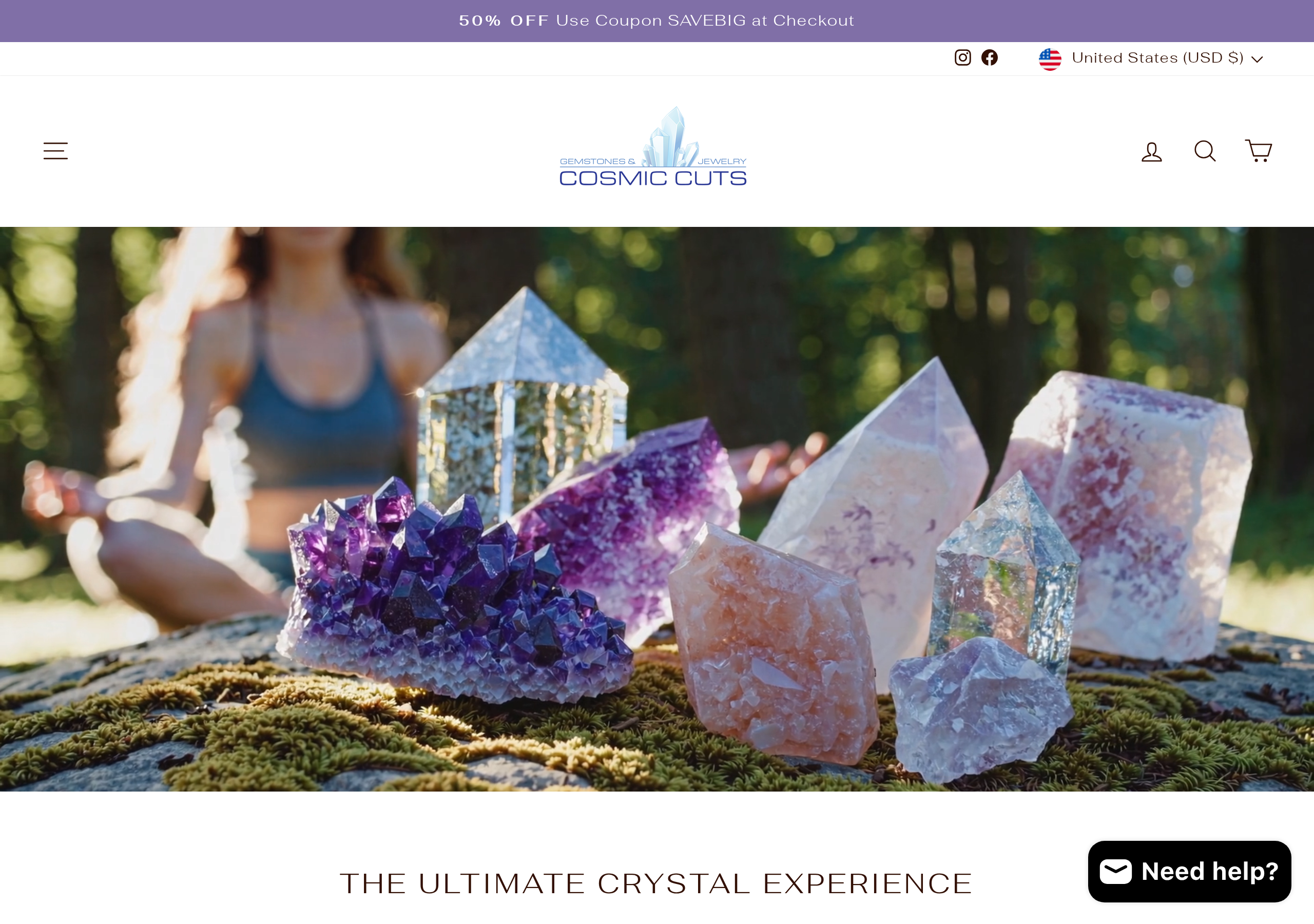 Cosmic Cuts homepage — premium lapidary work