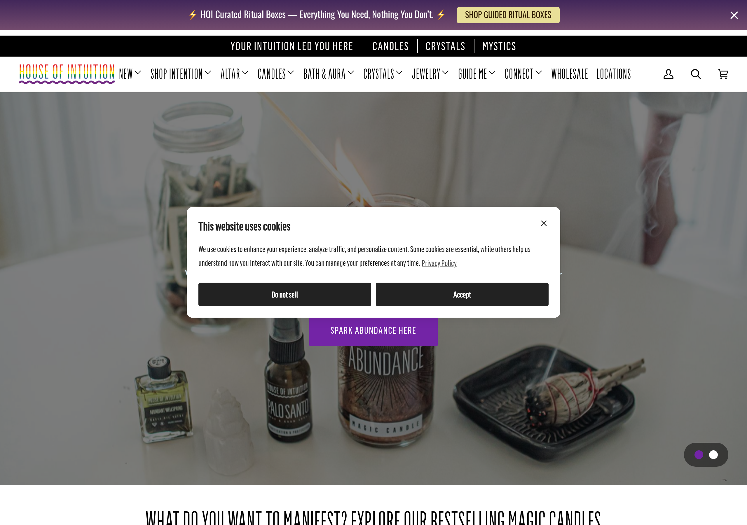 House of Intuition homepage — LA brick-and-mortar crystal brand