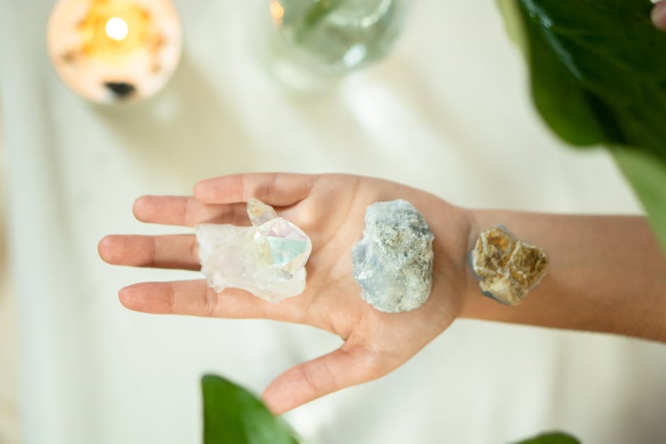 Lepidolite crystal in daily practice on workspace